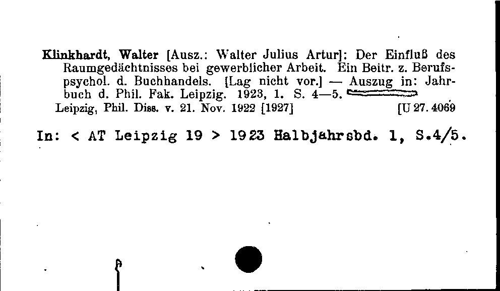 [Katalogkarte Dissertationenkatalog bis 1980]