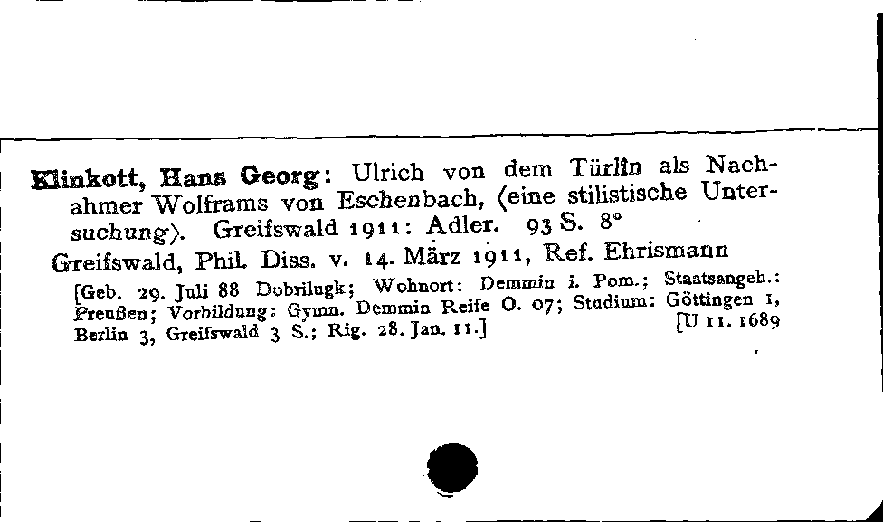 [Katalogkarte Dissertationenkatalog bis 1980]