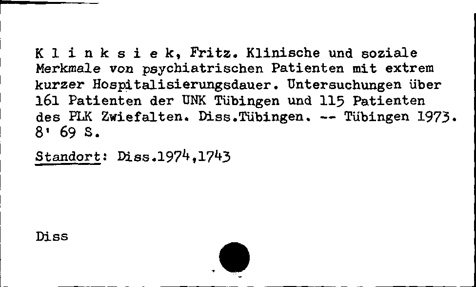 [Katalogkarte Dissertationenkatalog bis 1980]