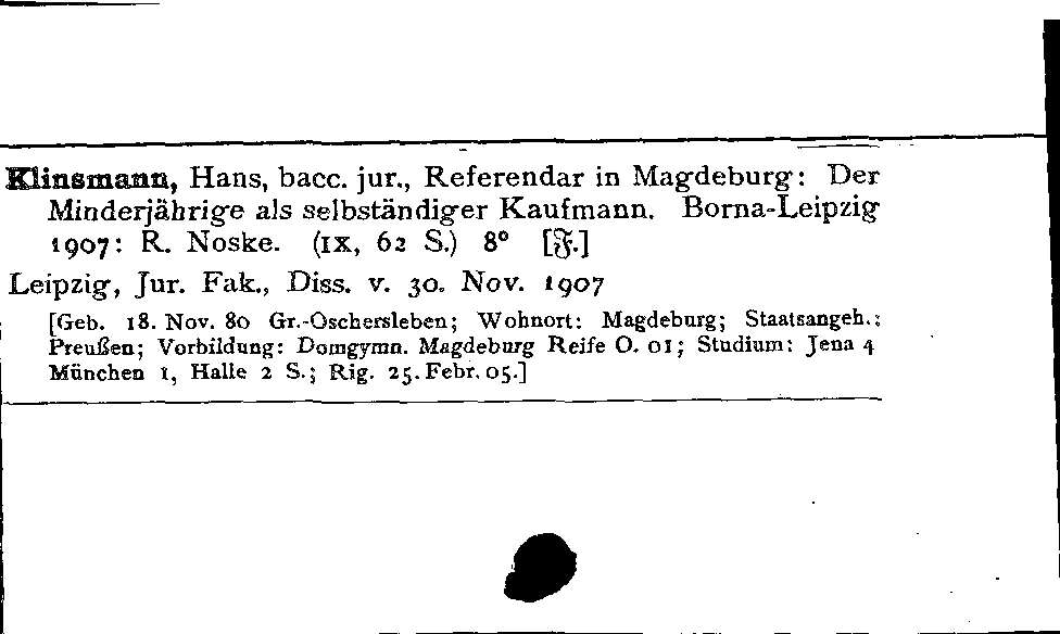 [Katalogkarte Dissertationenkatalog bis 1980]