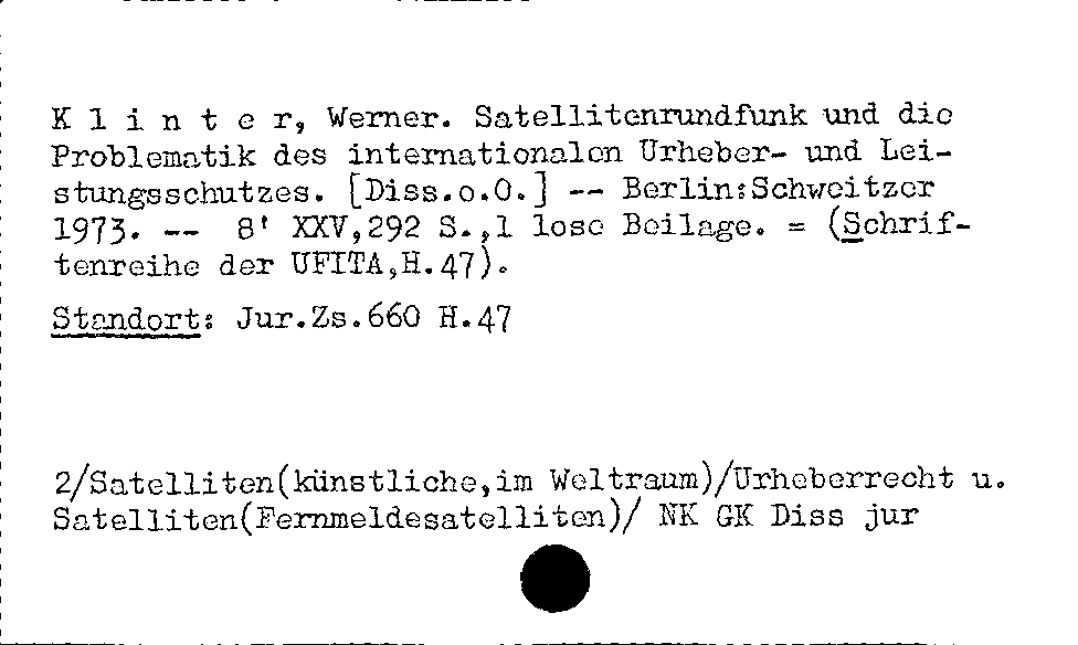 [Katalogkarte Dissertationenkatalog bis 1980]