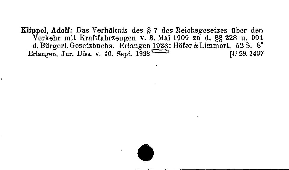 [Katalogkarte Dissertationenkatalog bis 1980]