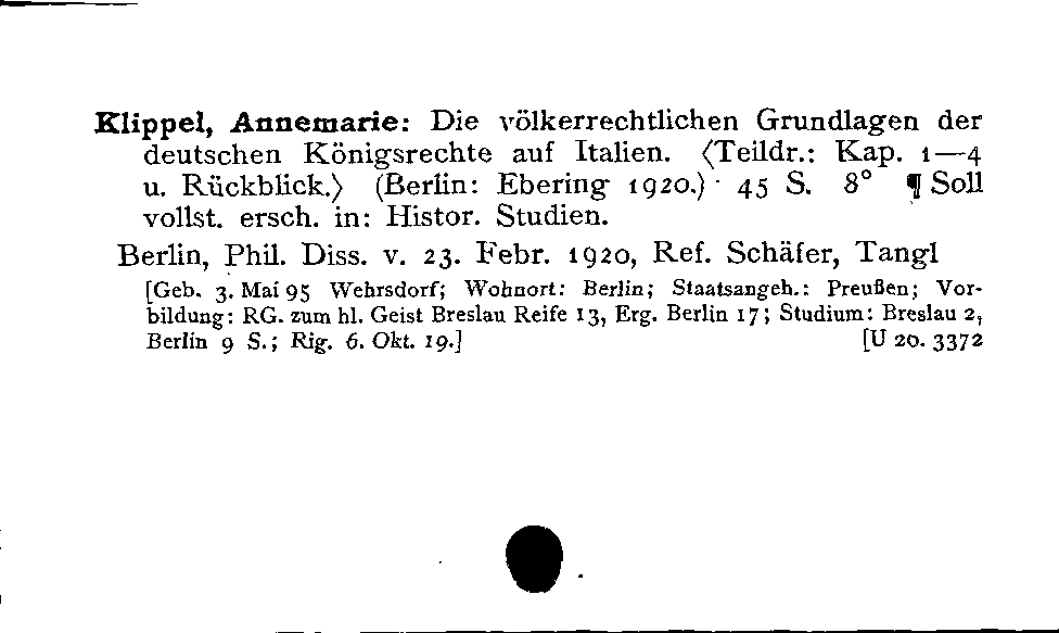 [Katalogkarte Dissertationenkatalog bis 1980]