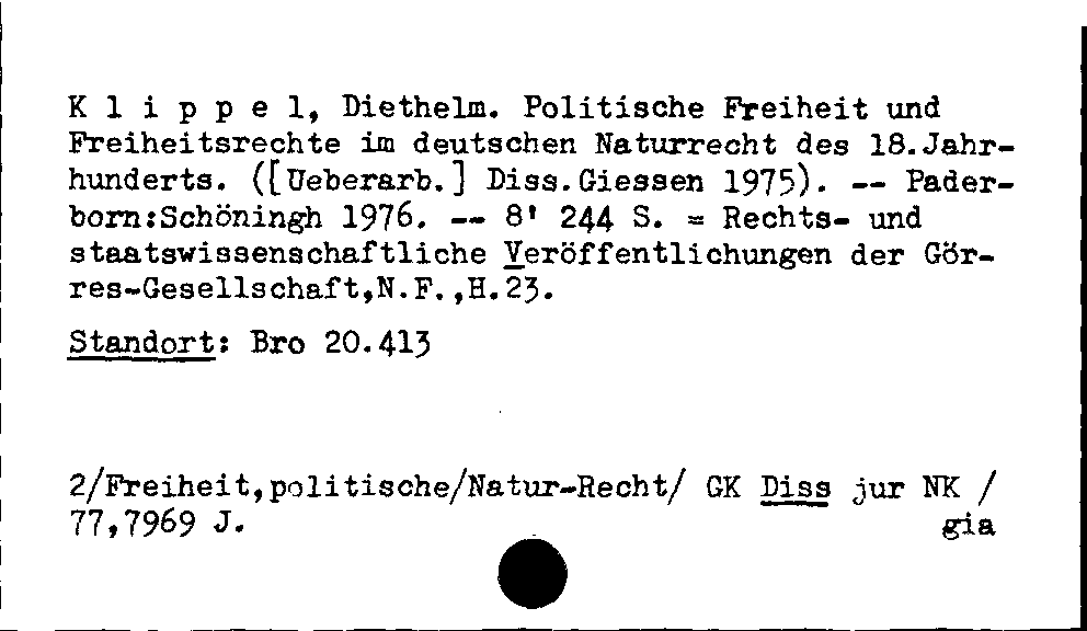 [Katalogkarte Dissertationenkatalog bis 1980]