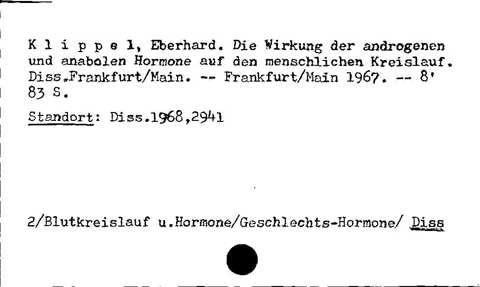 [Katalogkarte Dissertationenkatalog bis 1980]