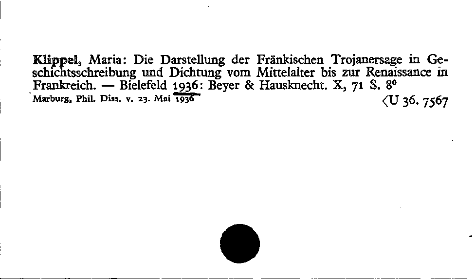 [Katalogkarte Dissertationenkatalog bis 1980]