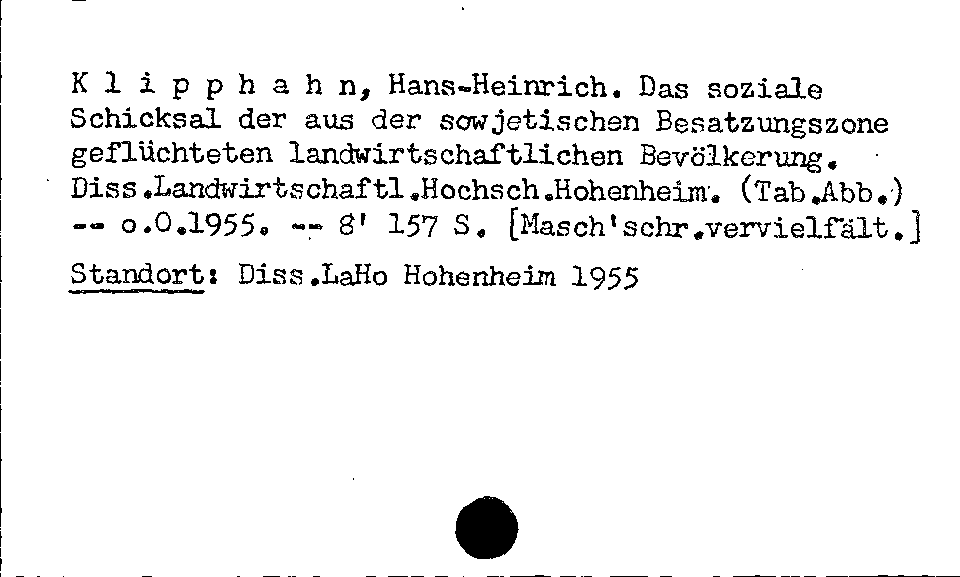 [Katalogkarte Dissertationenkatalog bis 1980]