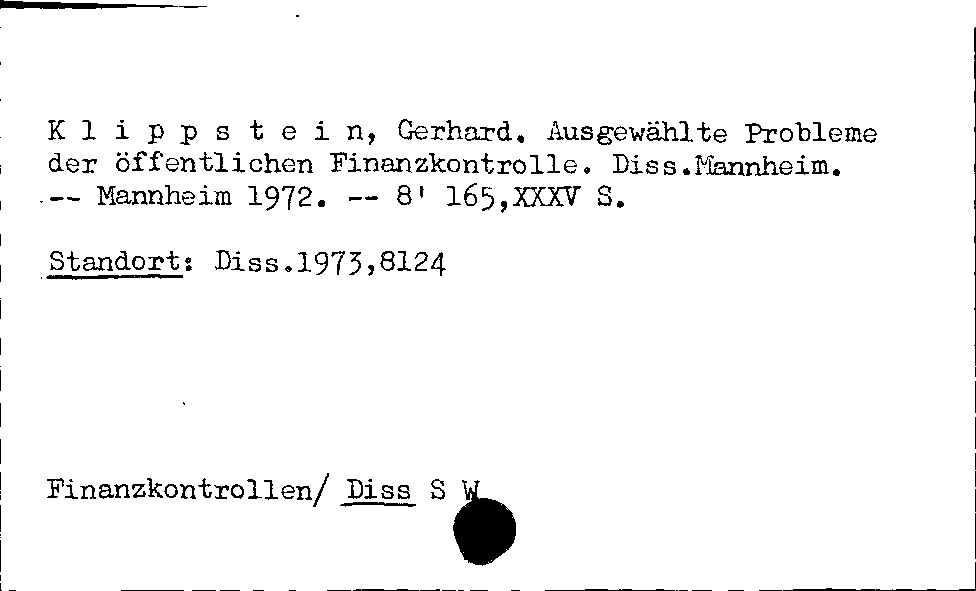 [Katalogkarte Dissertationenkatalog bis 1980]