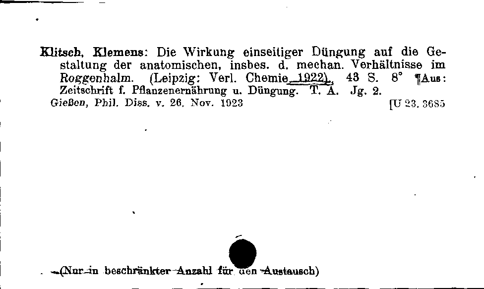 [Katalogkarte Dissertationenkatalog bis 1980]