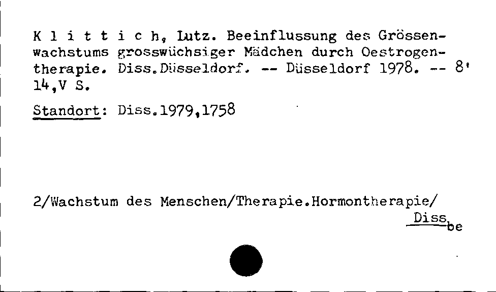 [Katalogkarte Dissertationenkatalog bis 1980]