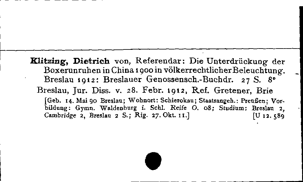 [Katalogkarte Dissertationenkatalog bis 1980]