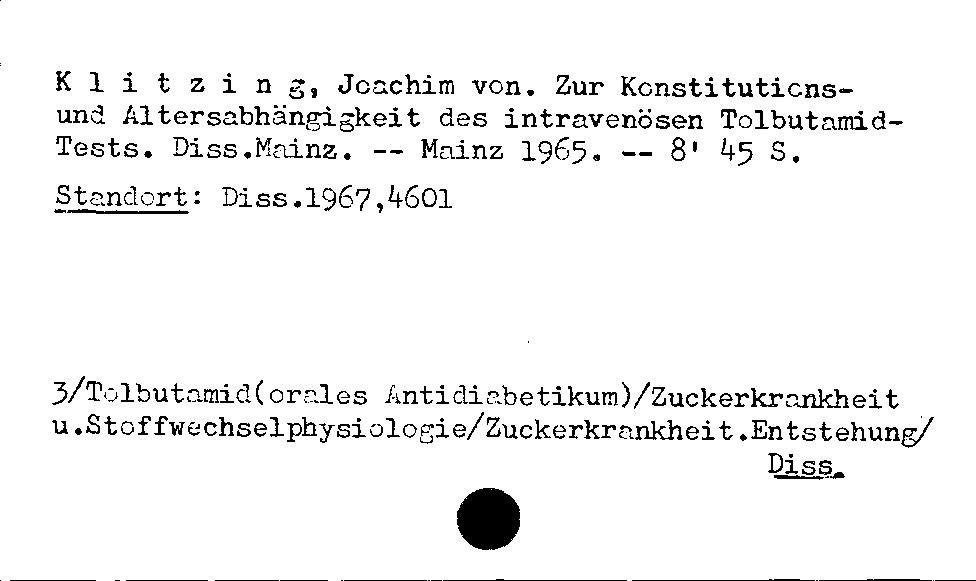 [Katalogkarte Dissertationenkatalog bis 1980]