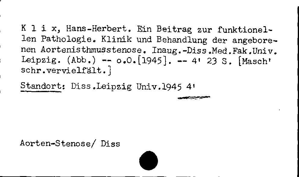 [Katalogkarte Dissertationenkatalog bis 1980]