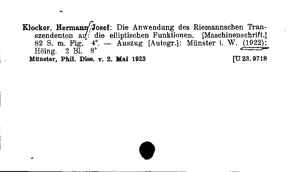 [Katalogkarte Dissertationenkatalog bis 1980]