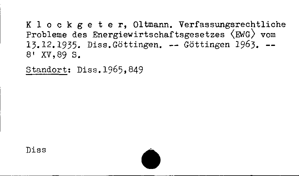 [Katalogkarte Dissertationenkatalog bis 1980]