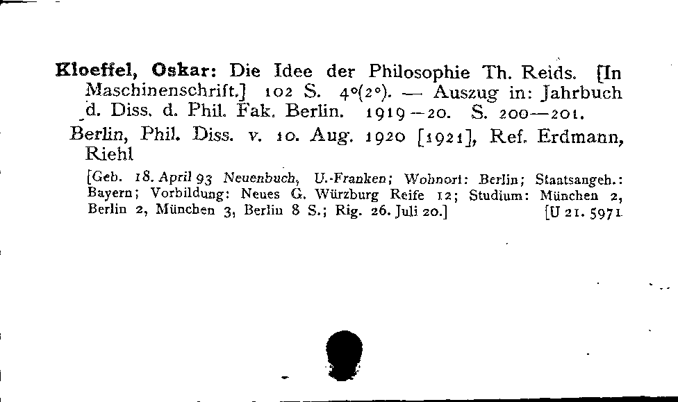 [Katalogkarte Dissertationenkatalog bis 1980]