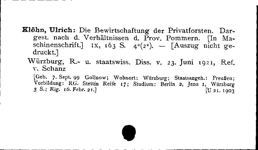 [Katalogkarte Dissertationenkatalog bis 1980]