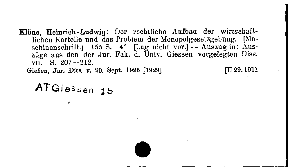 [Katalogkarte Dissertationenkatalog bis 1980]