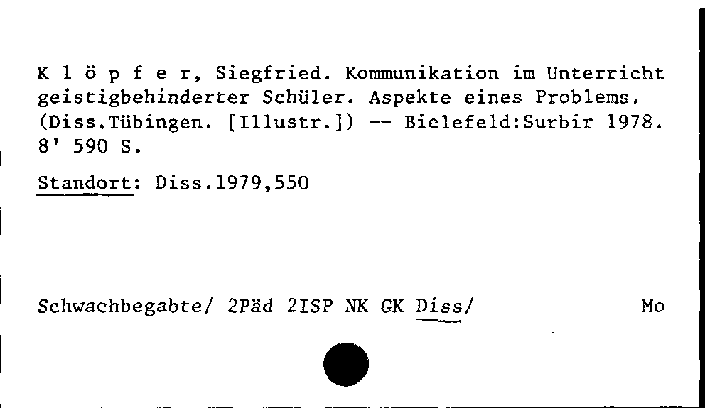 [Katalogkarte Dissertationenkatalog bis 1980]