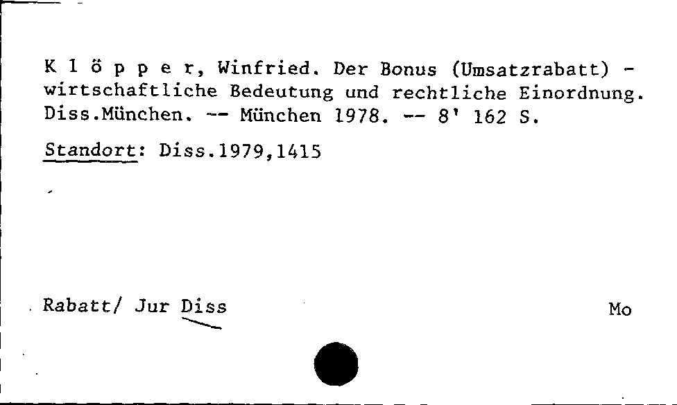 [Katalogkarte Dissertationenkatalog bis 1980]