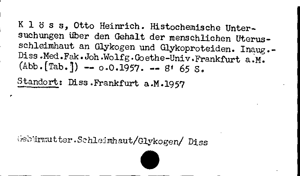 [Katalogkarte Dissertationenkatalog bis 1980]