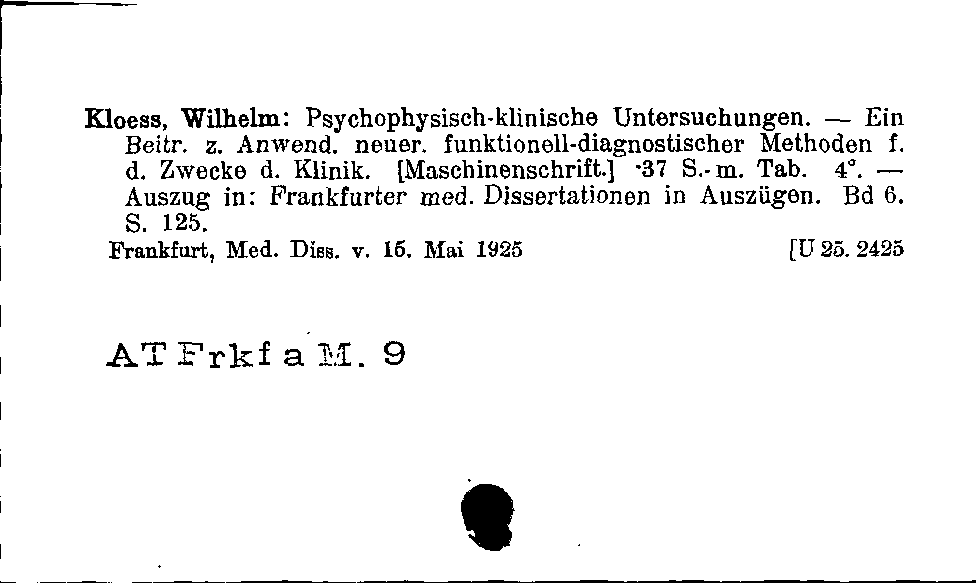 [Katalogkarte Dissertationenkatalog bis 1980]