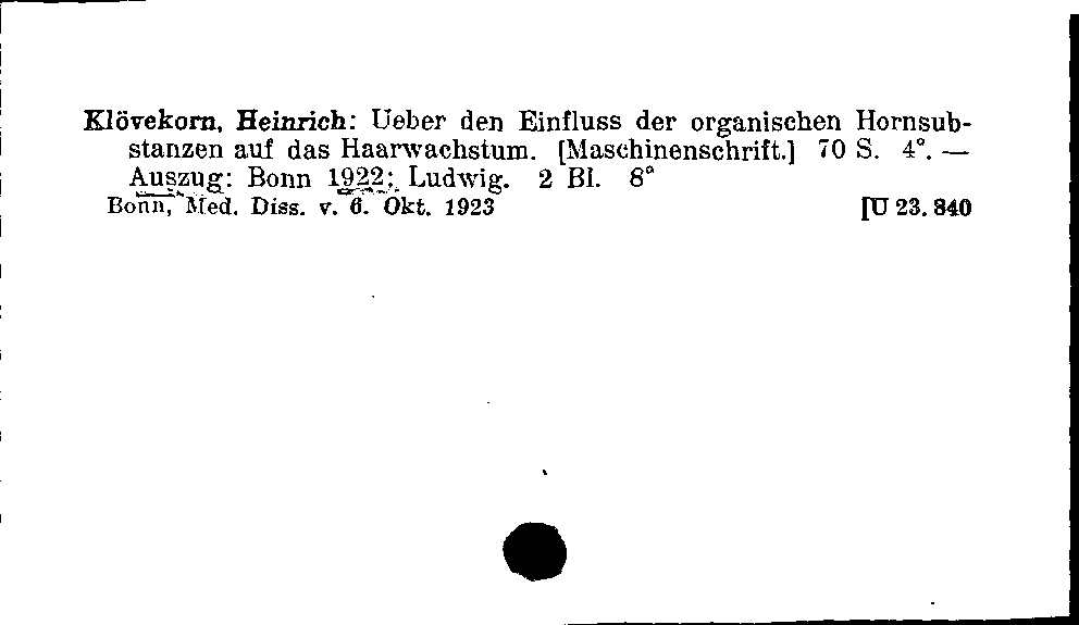 [Katalogkarte Dissertationenkatalog bis 1980]