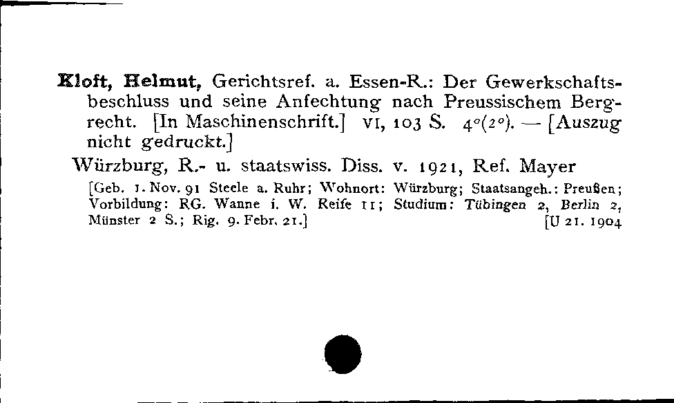 [Katalogkarte Dissertationenkatalog bis 1980]