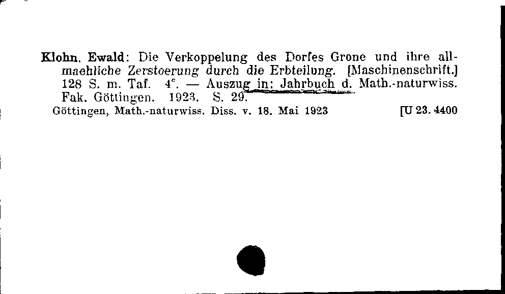 [Katalogkarte Dissertationenkatalog bis 1980]