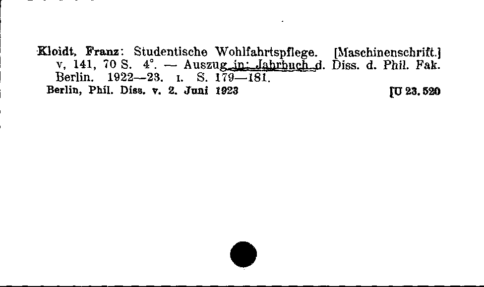 [Katalogkarte Dissertationenkatalog bis 1980]