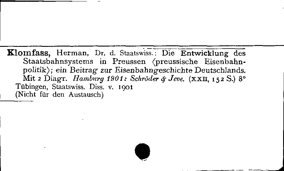 [Katalogkarte Dissertationenkatalog bis 1980]