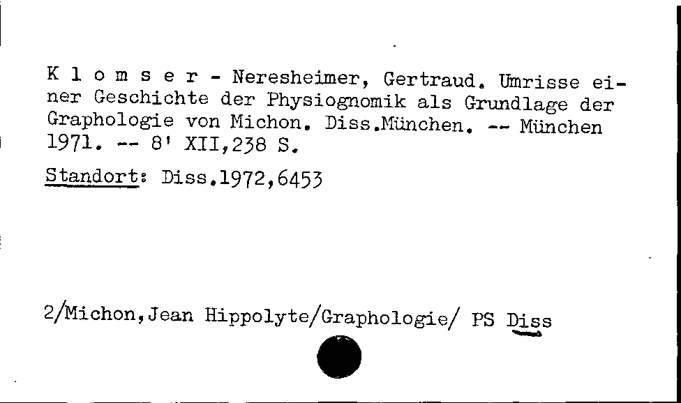 [Katalogkarte Dissertationenkatalog bis 1980]