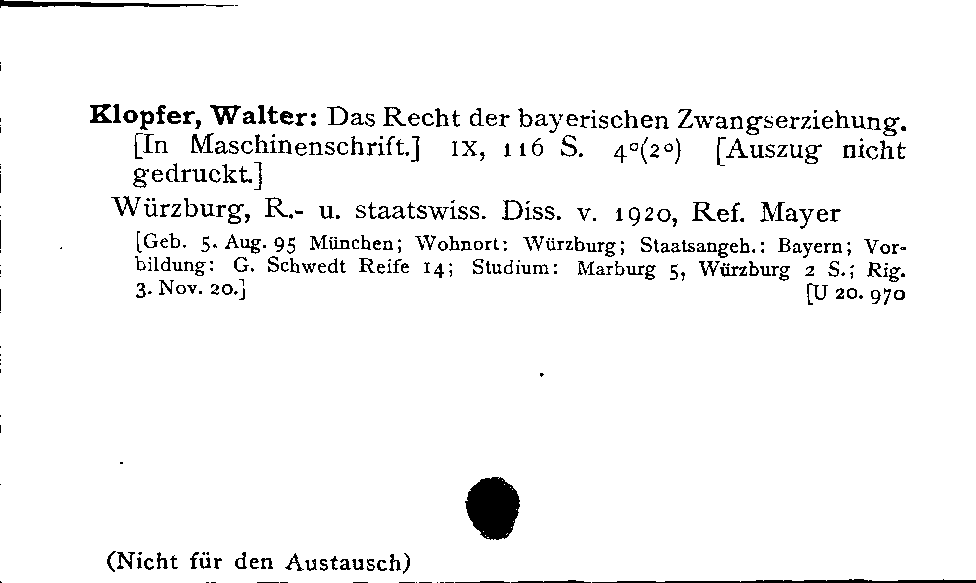 [Katalogkarte Dissertationenkatalog bis 1980]