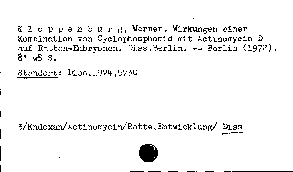 [Katalogkarte Dissertationenkatalog bis 1980]