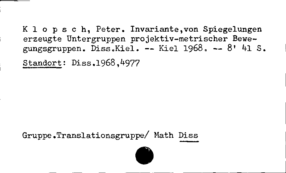 [Katalogkarte Dissertationenkatalog bis 1980]