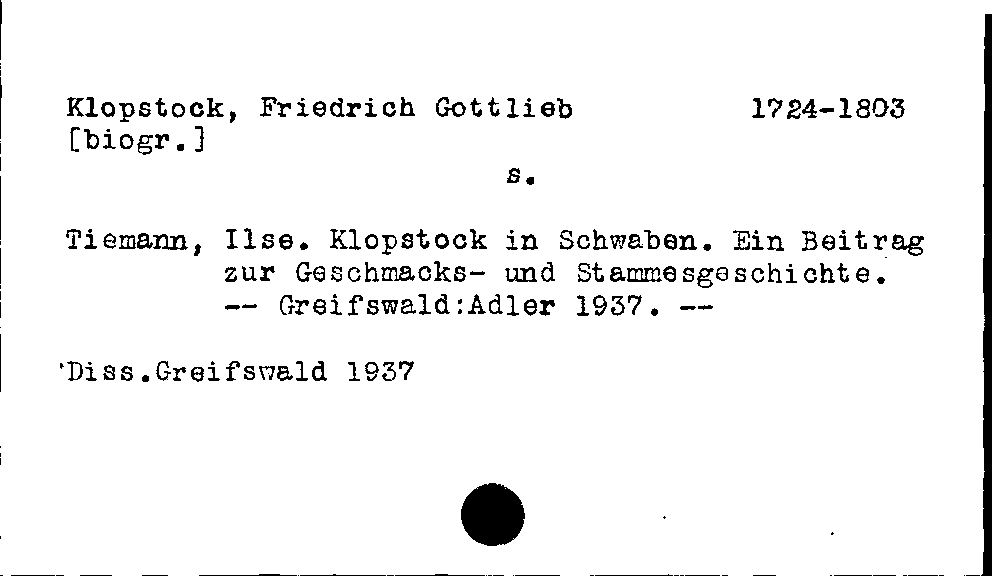 [Katalogkarte Dissertationenkatalog bis 1980]