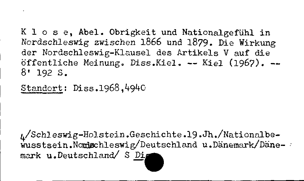 [Katalogkarte Dissertationenkatalog bis 1980]