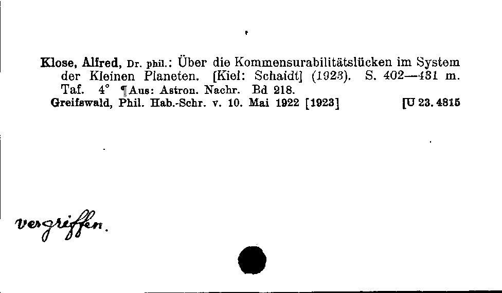 [Katalogkarte Dissertationenkatalog bis 1980]