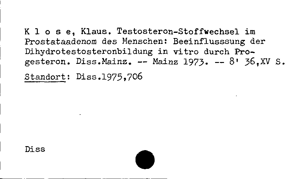 [Katalogkarte Dissertationenkatalog bis 1980]