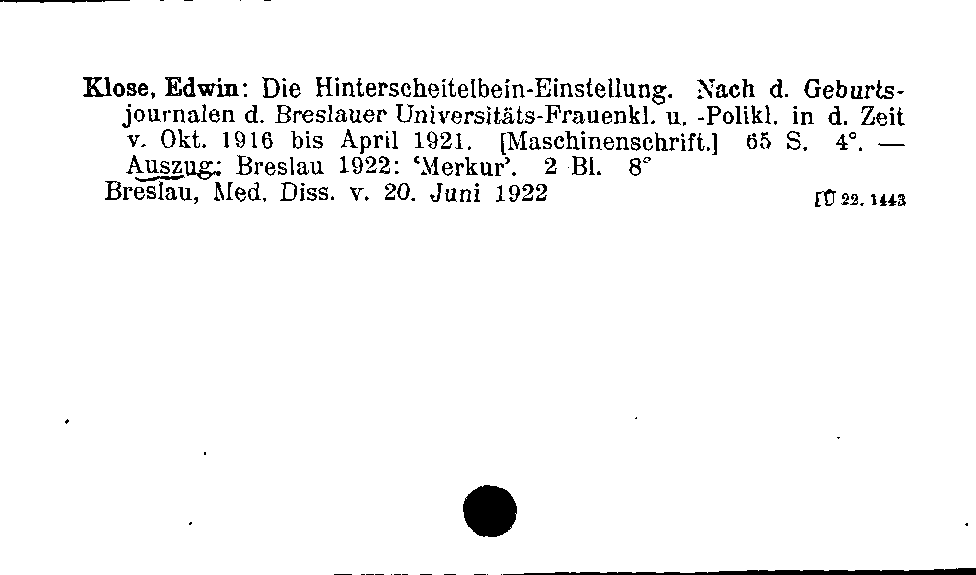 [Katalogkarte Dissertationenkatalog bis 1980]