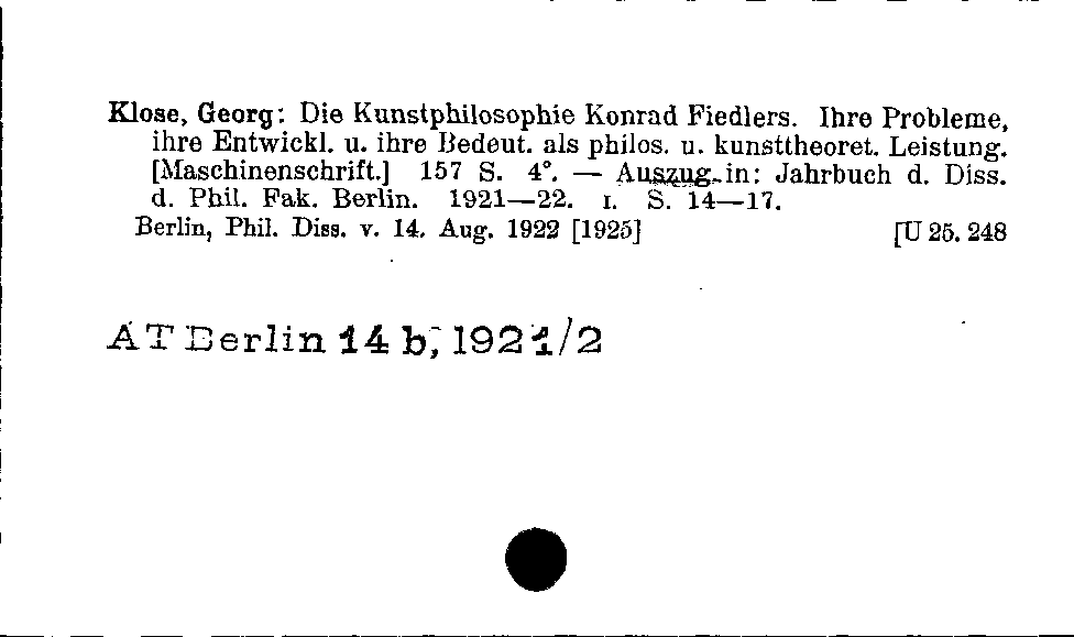 [Katalogkarte Dissertationenkatalog bis 1980]