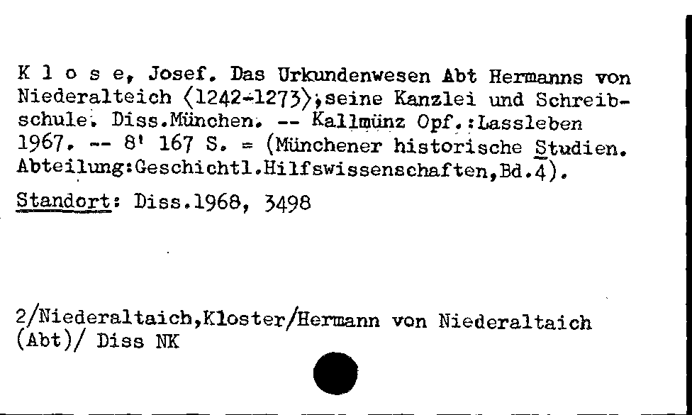 [Katalogkarte Dissertationenkatalog bis 1980]