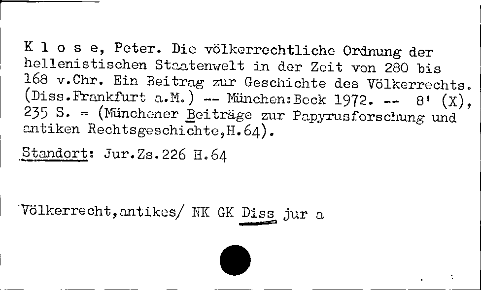 [Katalogkarte Dissertationenkatalog bis 1980]