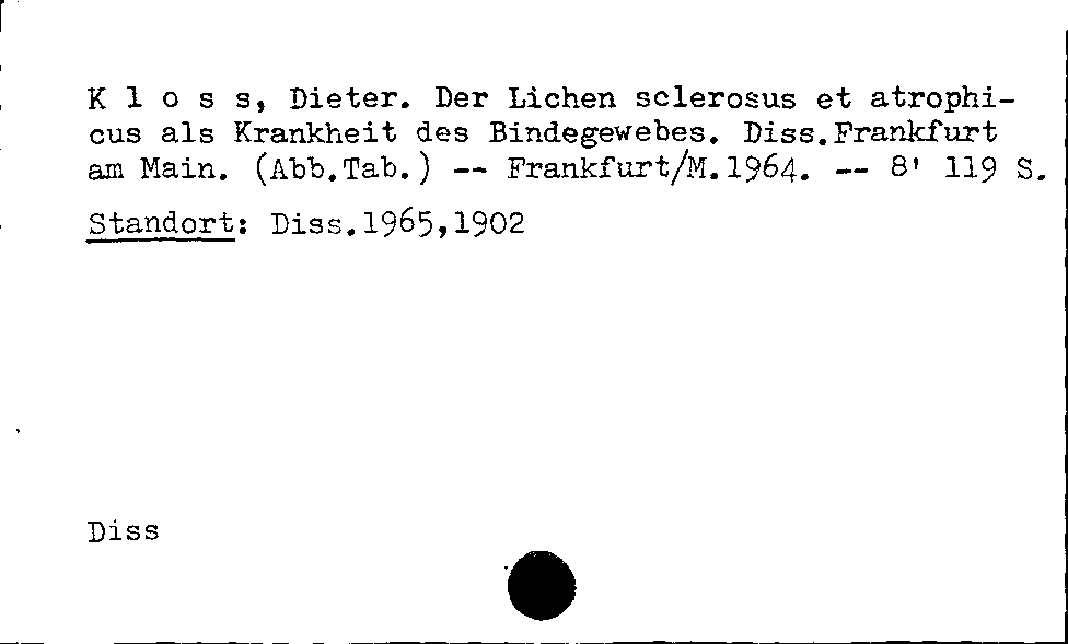 [Katalogkarte Dissertationenkatalog bis 1980]