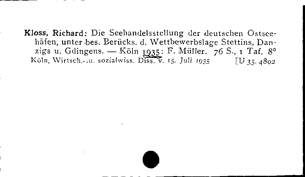 [Katalogkarte Dissertationenkatalog bis 1980]