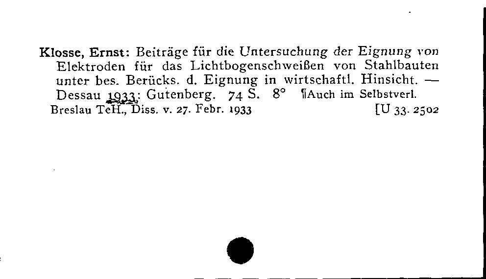 [Katalogkarte Dissertationenkatalog bis 1980]