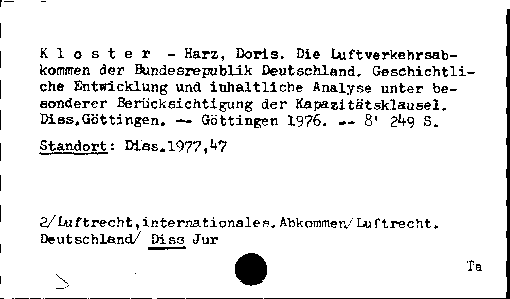 [Katalogkarte Dissertationenkatalog bis 1980]