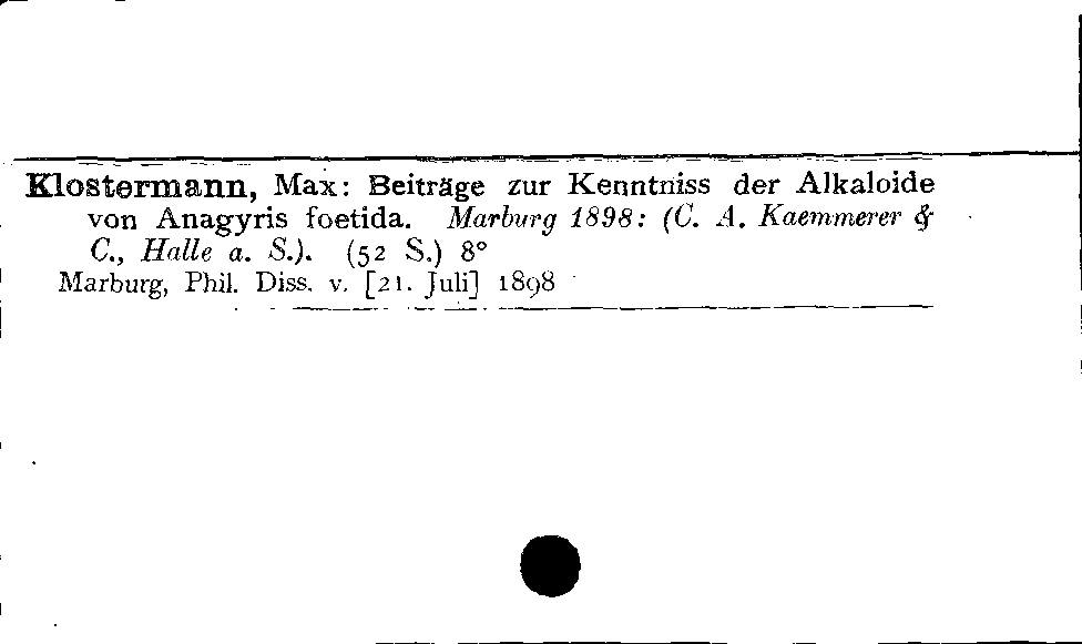 [Katalogkarte Dissertationenkatalog bis 1980]