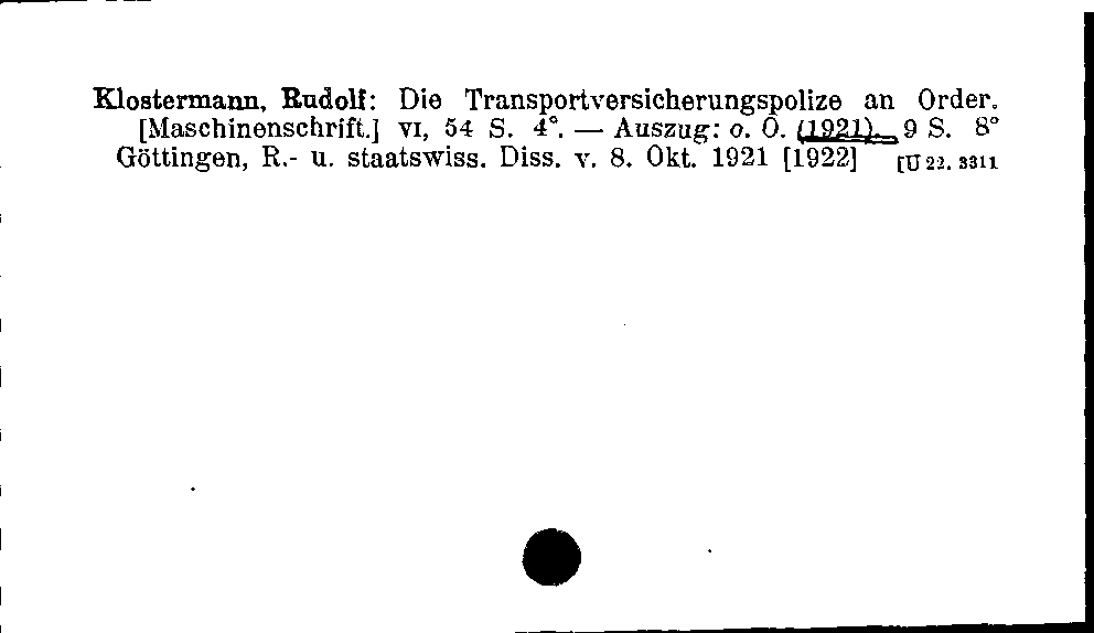 [Katalogkarte Dissertationenkatalog bis 1980]