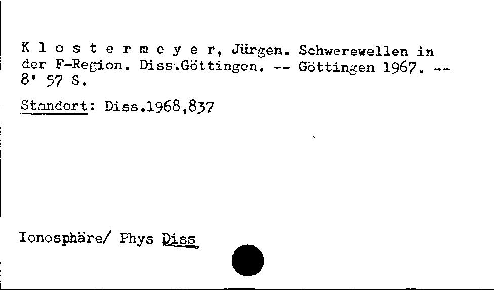 [Katalogkarte Dissertationenkatalog bis 1980]